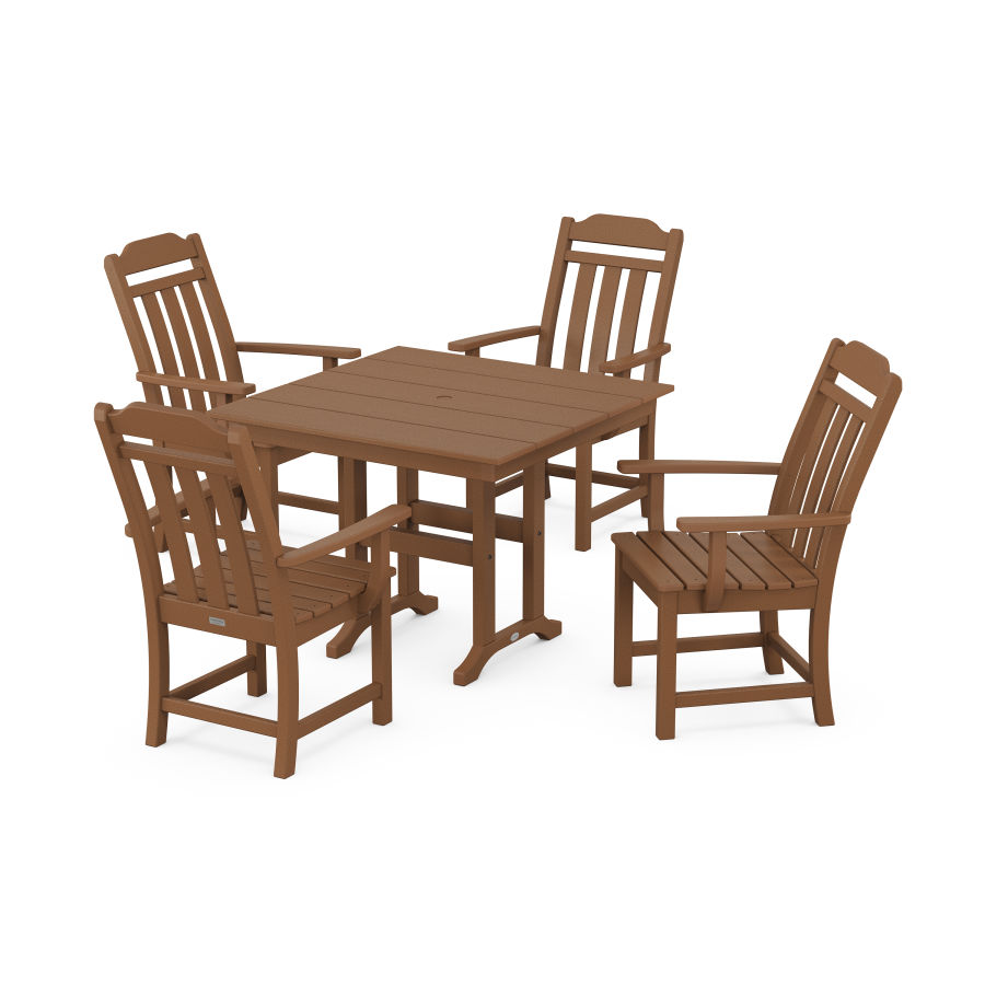 POLYWOOD Country Living 5-Piece Farmhouse Dining Set in Teak