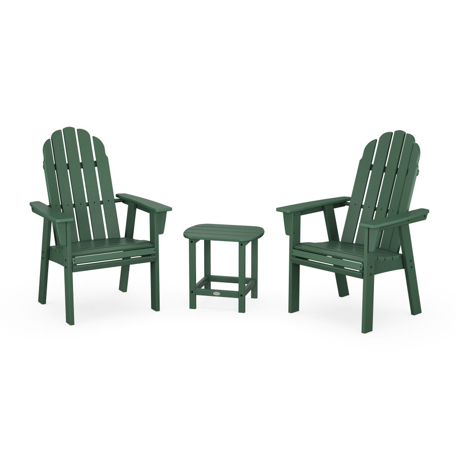 POLYWOOD Vineyard 3-Piece Curveback Upright Adirondack Chair Set in Green