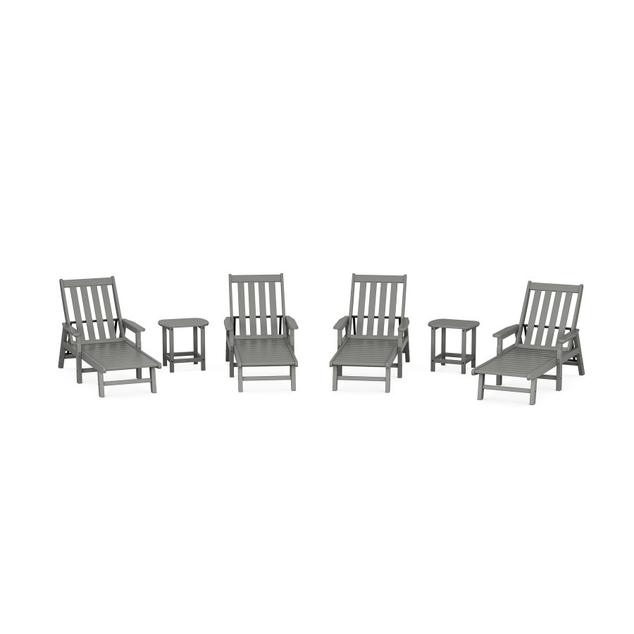 POLYWOOD Vineyard 6-Piece Chaise with Arms Set in Slate Grey
