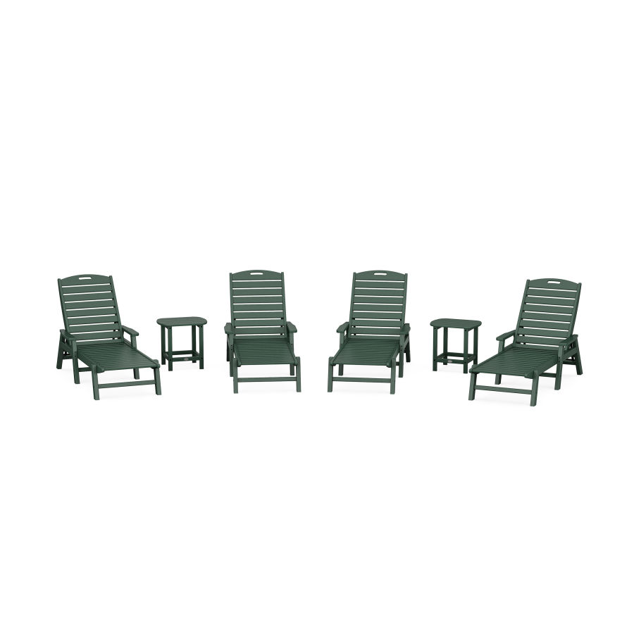 POLYWOOD Nautical Chaise 6-Piece Set with Arms in Green