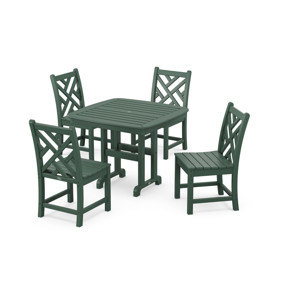 POLYWOOD Chippendale 5-Piece Side Chair Dining Set in Green