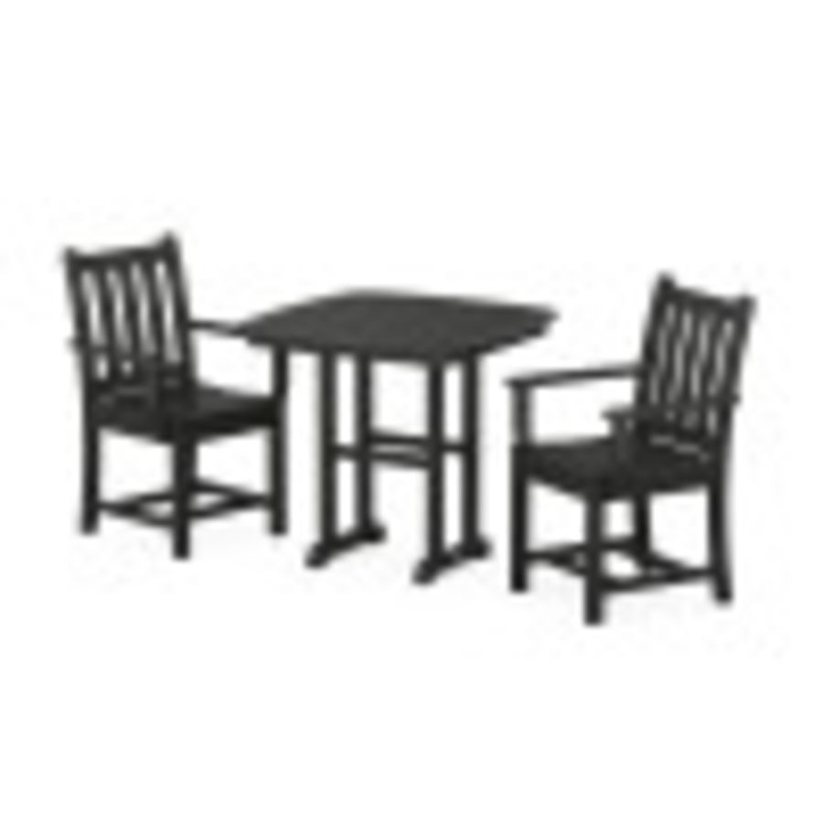 POLYWOOD Traditional Garden 3-Piece Dining Set in Black