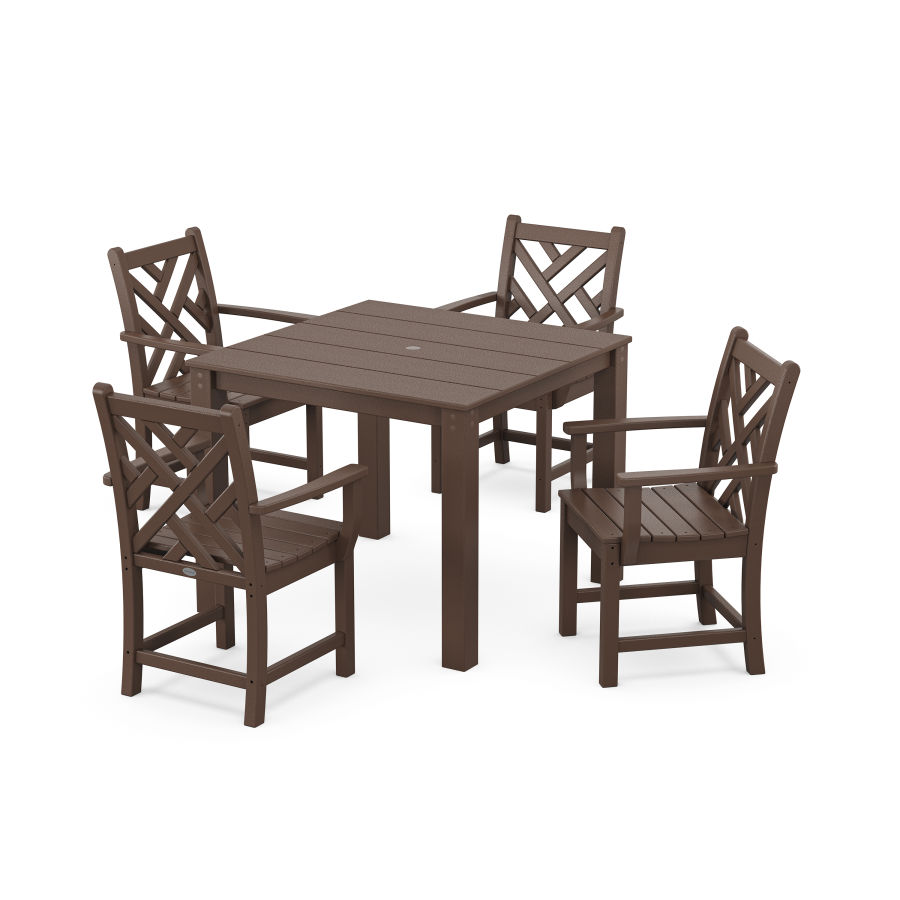 POLYWOOD Chippendale 5-Piece Parsons Dining Set in Mahogany