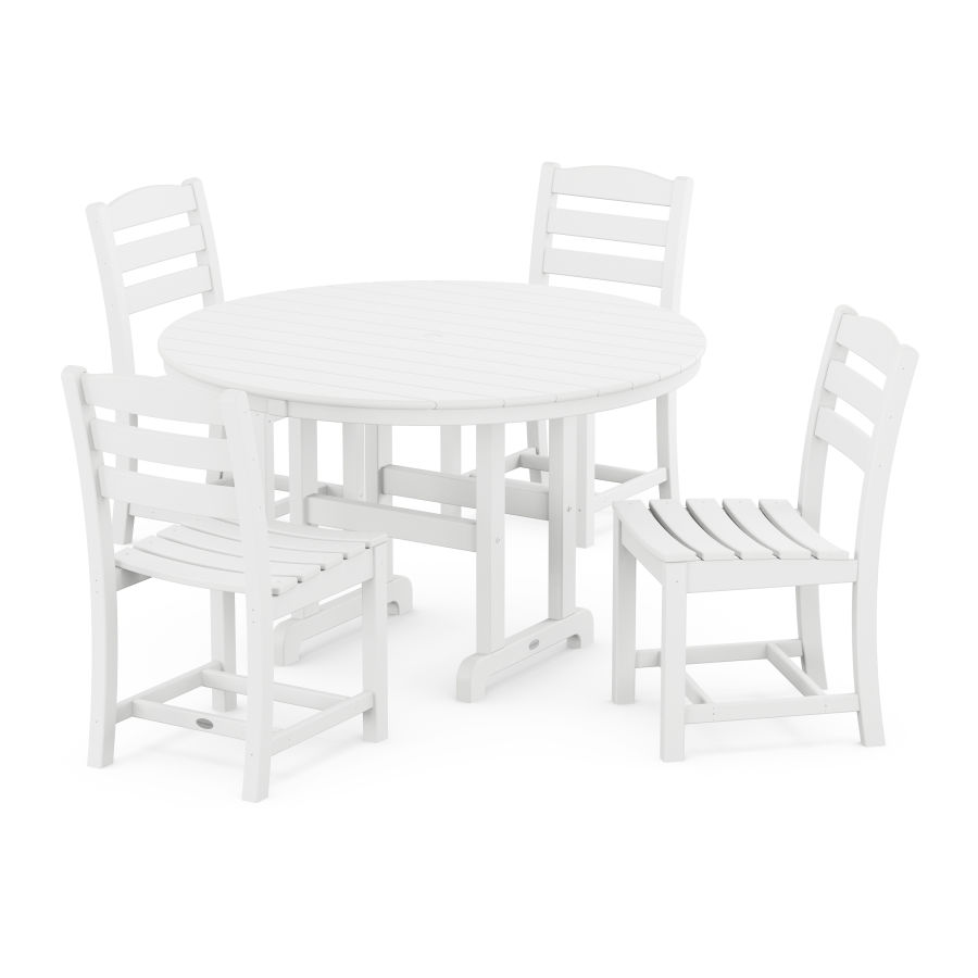 POLYWOOD La Casa Café Side Chair 5-Piece Round Dining Set in White