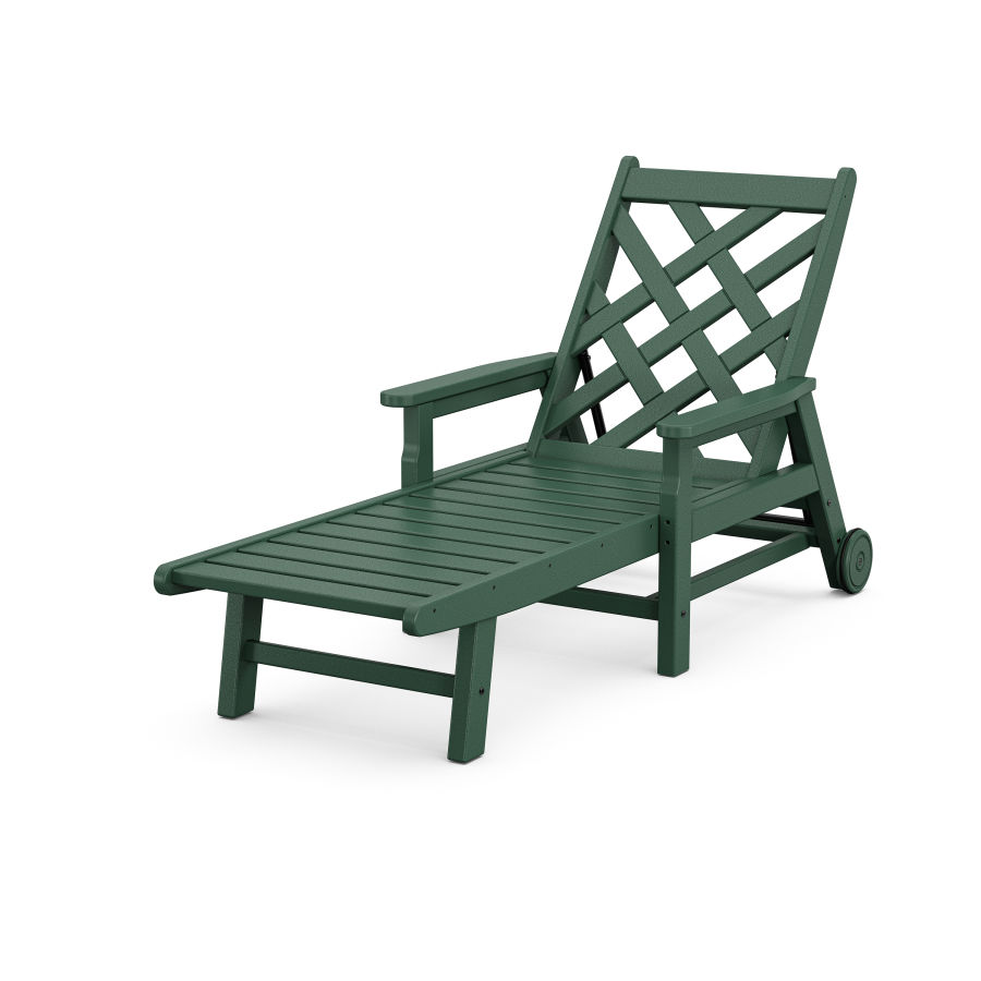 POLYWOOD Wovendale Chaise with Arms and Wheels in Green