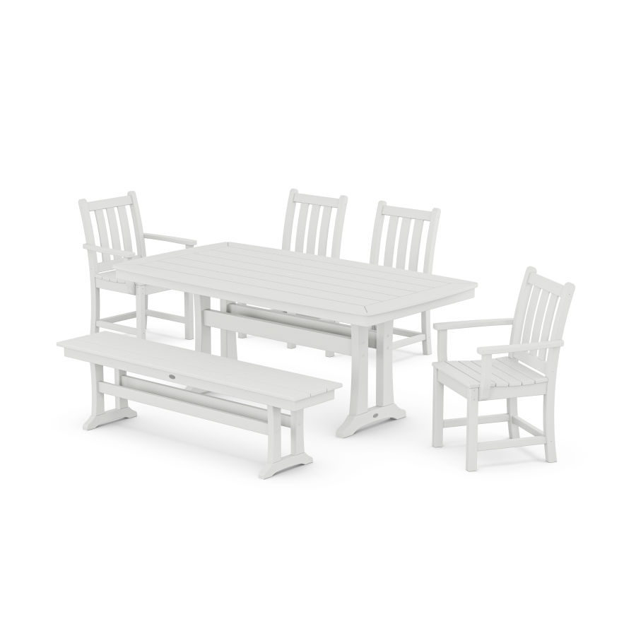 POLYWOOD Traditional Garden 6-Piece Dining Set with Trestle Legs in White
