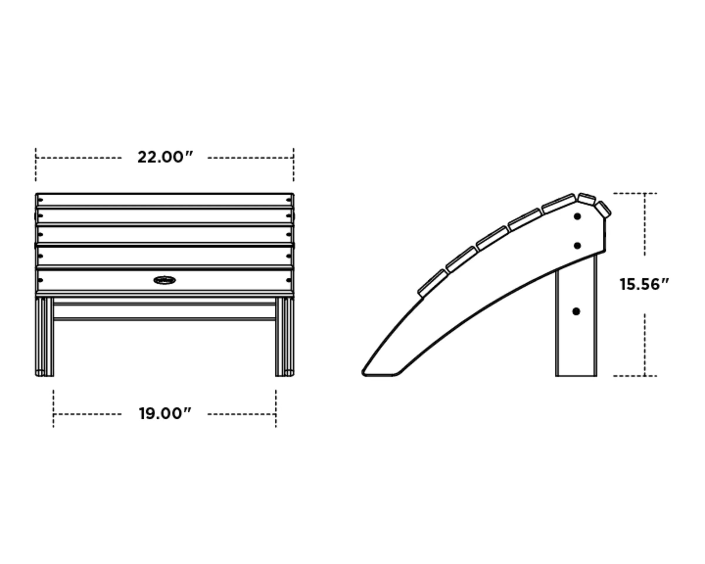 Dimensions for Vineyard Curveback Adirondack Ottoman