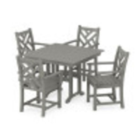 Chippendale 5-Piece Farmhouse Dining Set in Slate Grey