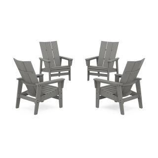 POLYWOOD 4-Piece Modern Grand Upright Adirondack Chair Conversation Set