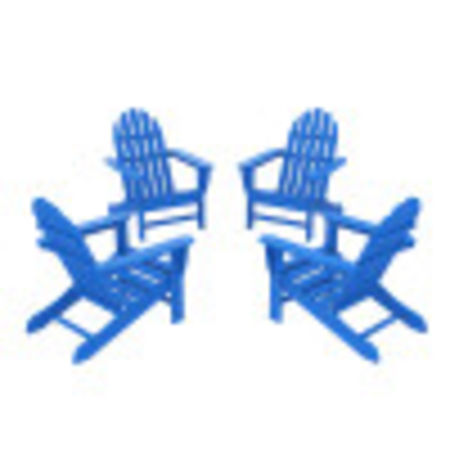 POLYWOOD 4-Piece Classic Adirondack Conversation Set in Pacific Blue