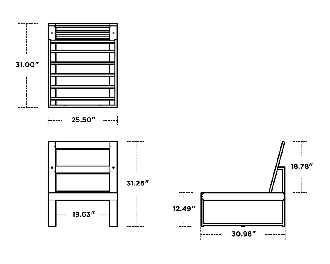 Dimensions for Modular Armless Chair