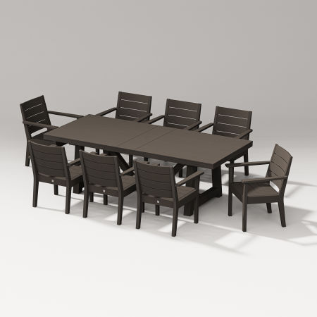 Latitude 9-Piece A-Frame Table Dining Set in Vintage Coffee