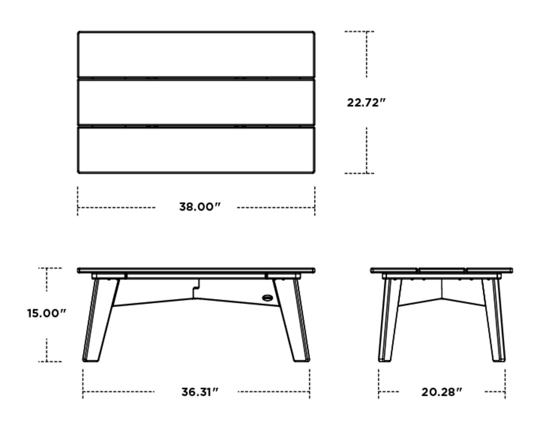 Dimensions for Riviera Modern Coffee Table