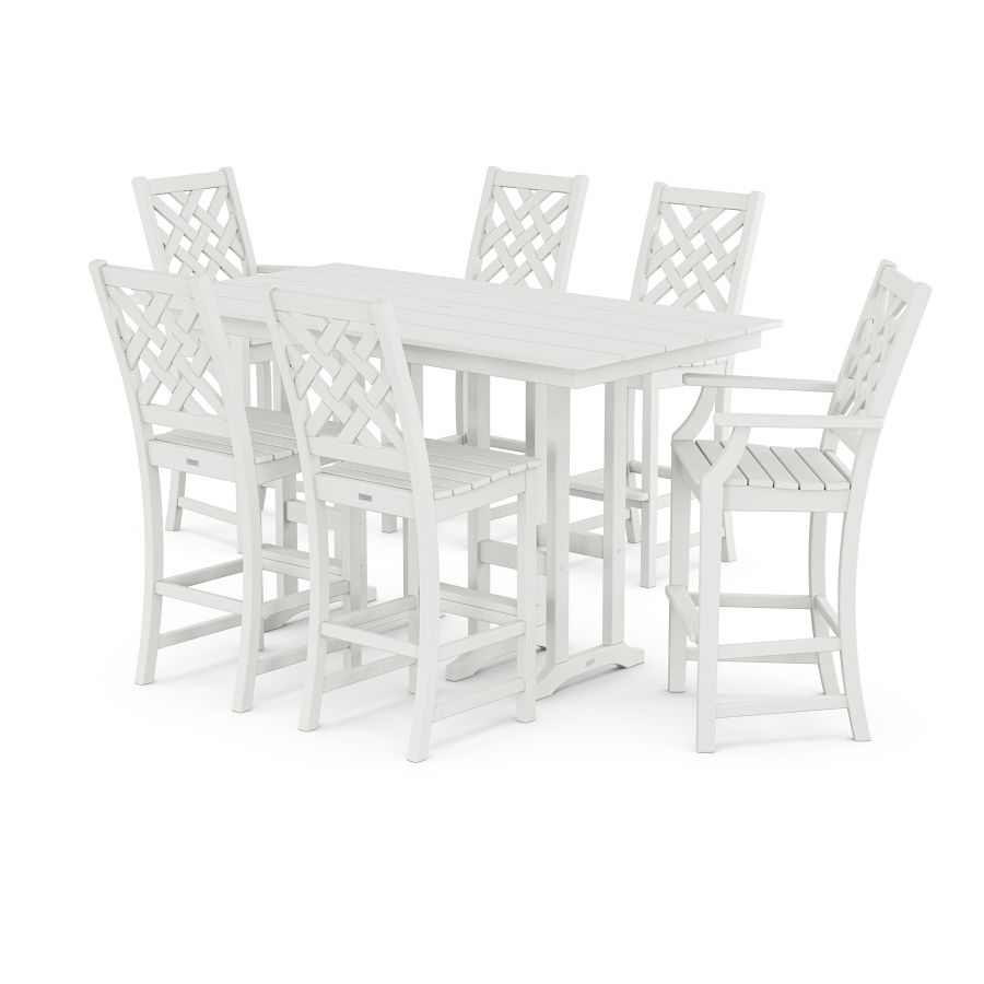 POLYWOOD Wovendale 7-Piece Farmhouse Bar Set in White