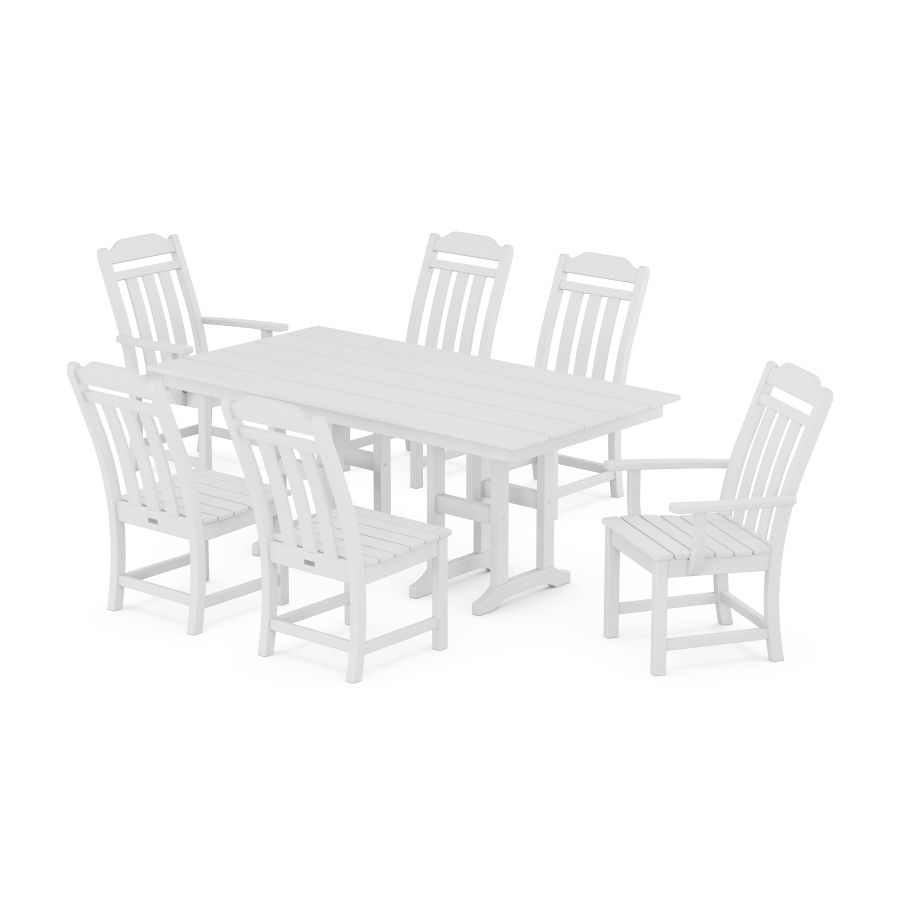 POLYWOOD Country Living 7-Piece Farmhouse Dining Set in White