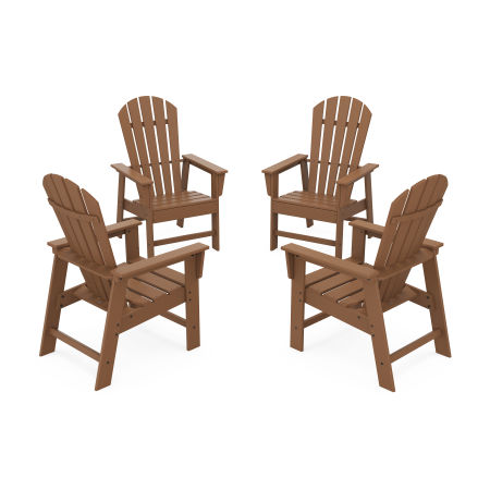 POLYWOOD 4-Piece South Beach Casual Chair Conversation Set in Teak