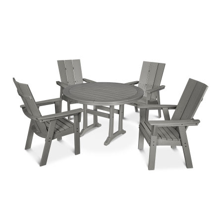 POLYWOOD Modern Curveback Adirondack 5-Piece Nautical Trestle Dining Set