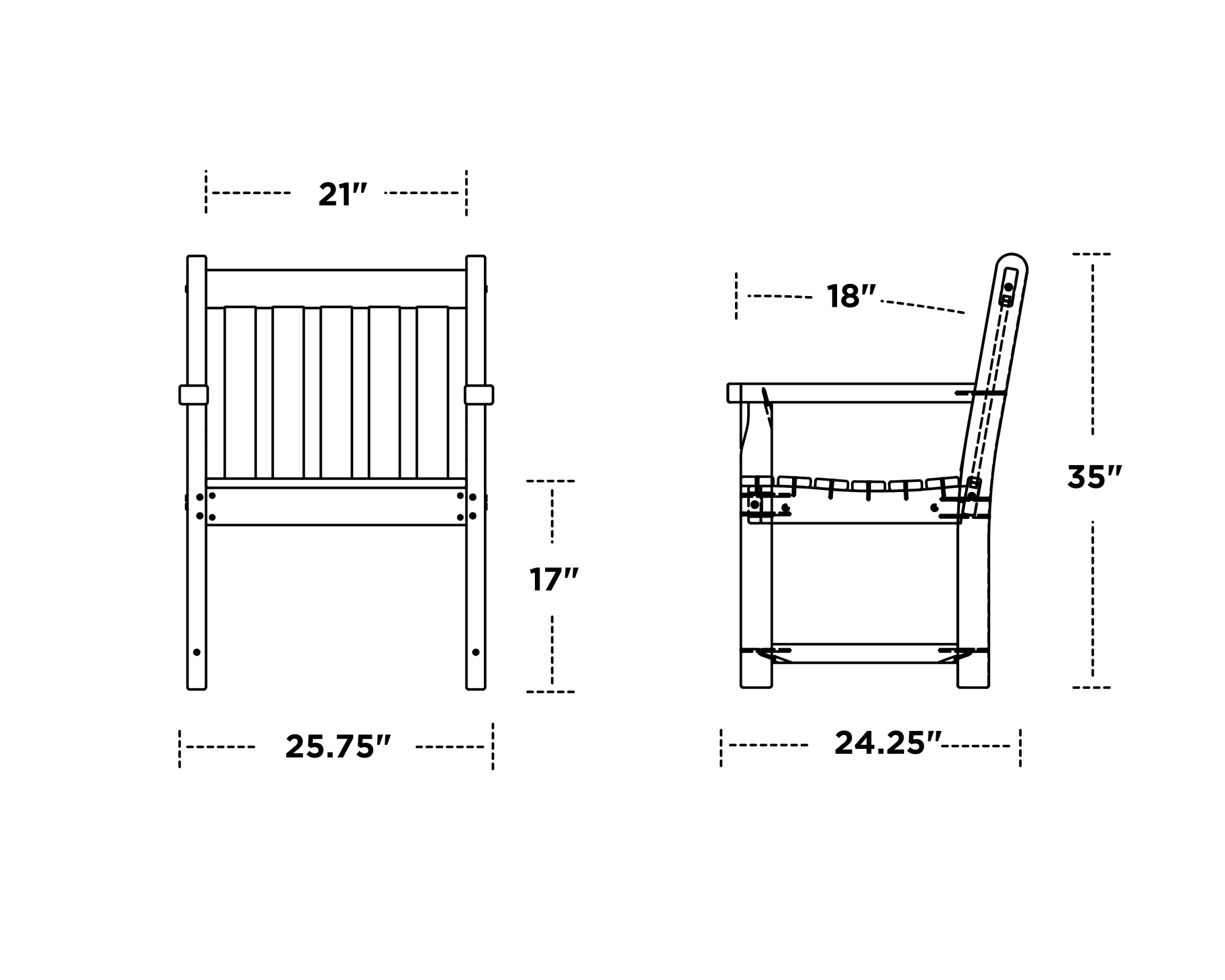 Dimensions for Traditional Garden Arm Chair