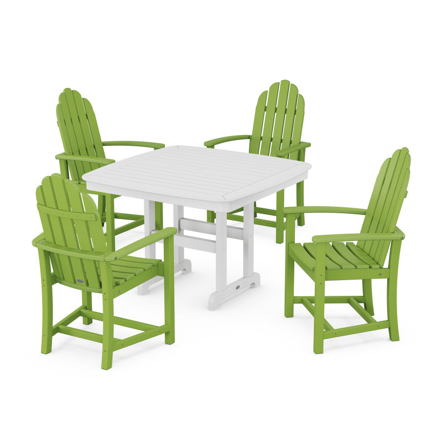 POLYWOOD Classic Adirondack 5-Piece Dining Set with Trestle Legs in Lime / White