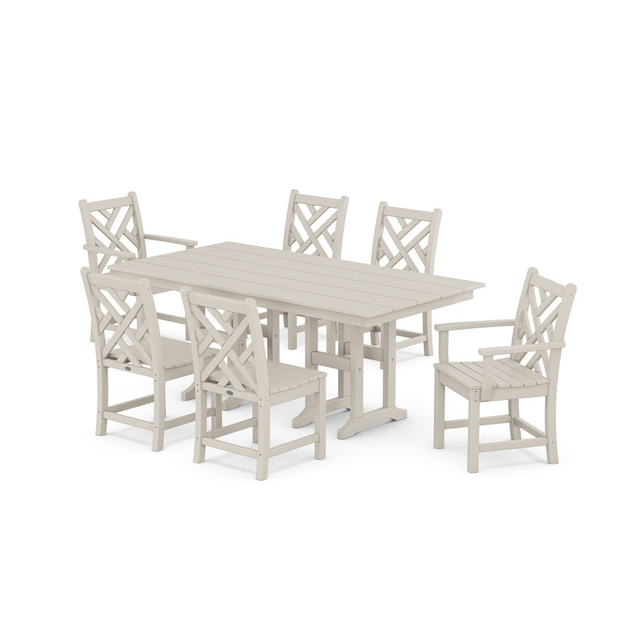 POLYWOOD Chippendale 7-Piece Farmhouse Dining Set in Sand