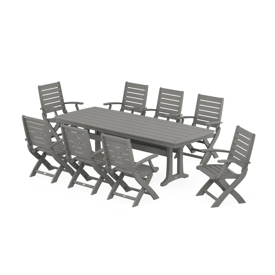 POLYWOOD Signature Folding 9-Piece Dining Set with Trestle Legs