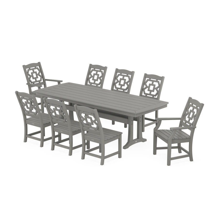 POLYWOOD Chinoiserie 9-Piece Dining Set with Trestle Legs