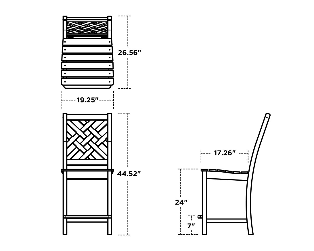 Dimensions for Wovendale Counter Side Chair