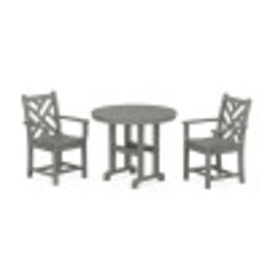POLYWOOD Chippendale 3-Piece Round Dining Set