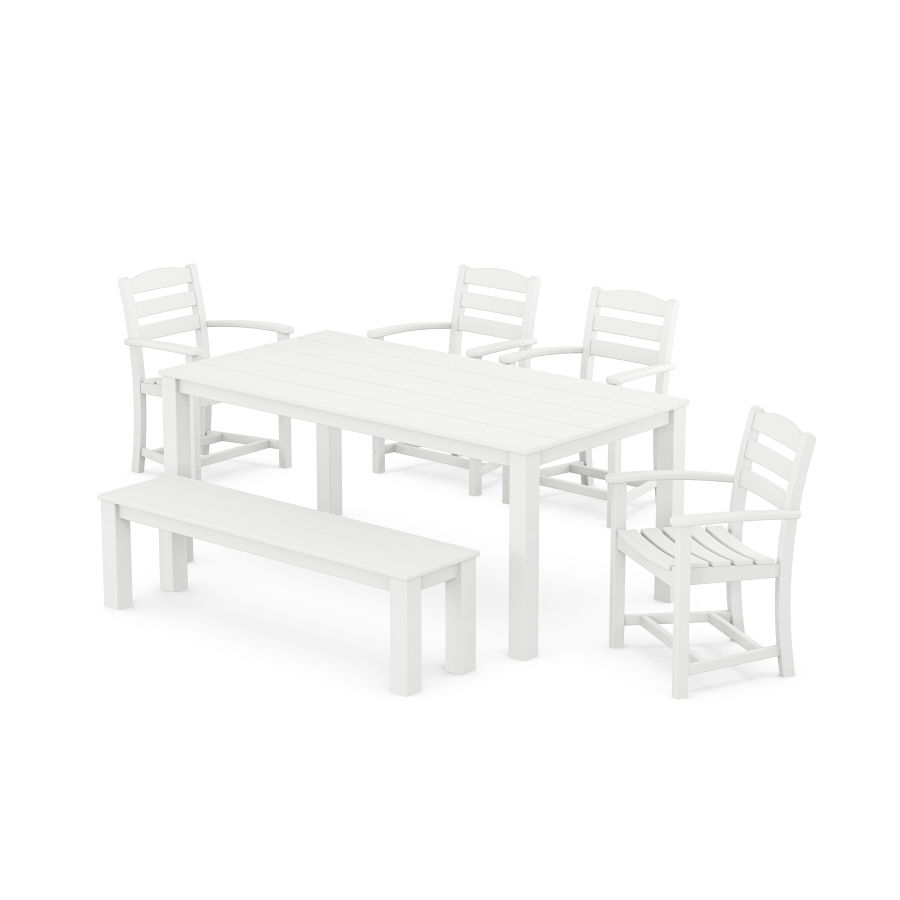 POLYWOOD La Casa Cafe' 6-Piece Parsons Dining Set with Bench in White