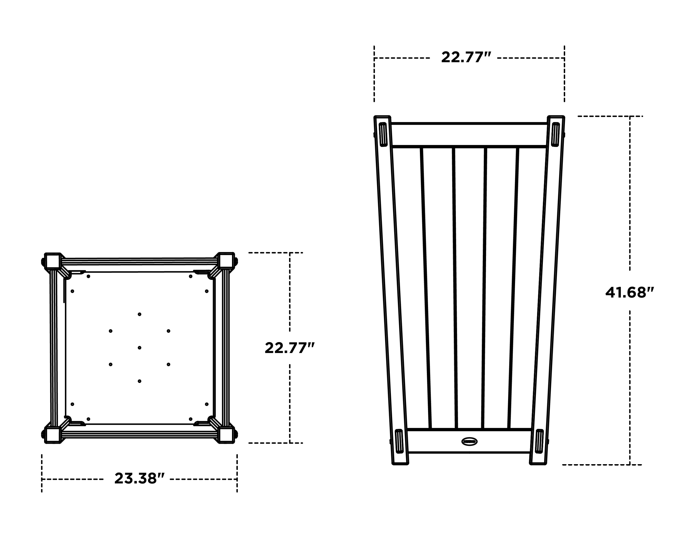 Dimensions for Vineyard Large Tapered Square Tall Planter Box