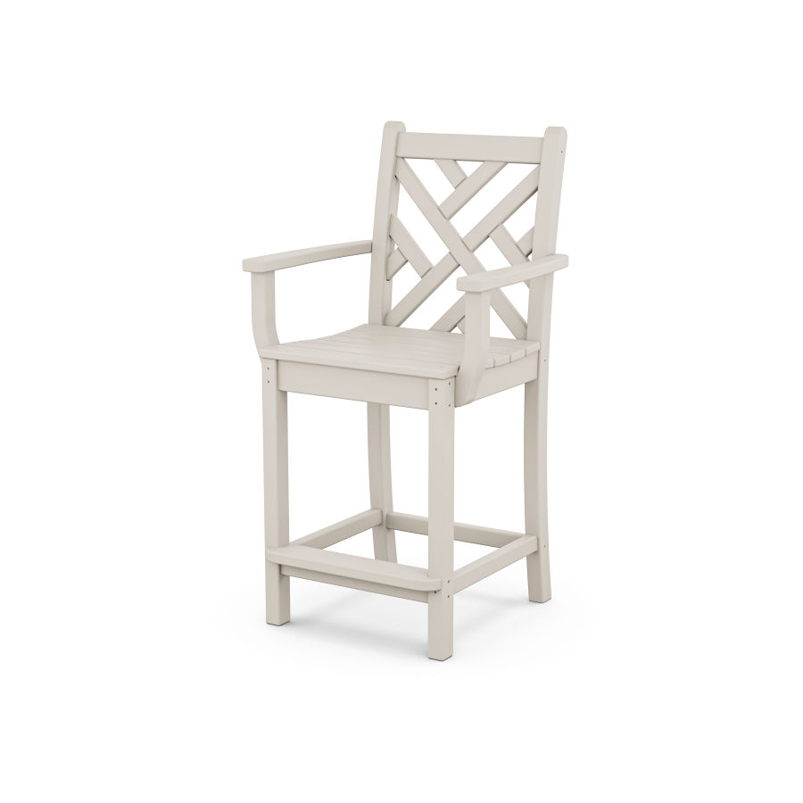 POLYWOOD Chippendale Counter Arm Chair in Sand