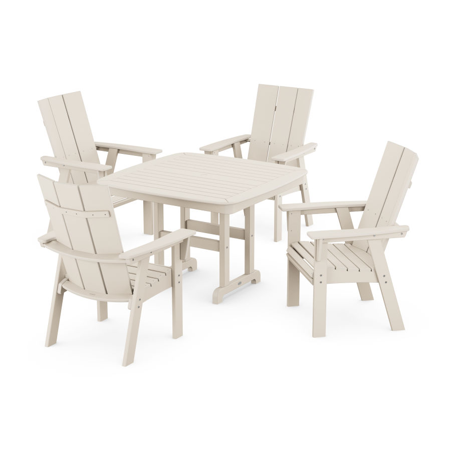 POLYWOOD Modern Adirondack 5-Piece Dining Set with Trestle Legs in Sand