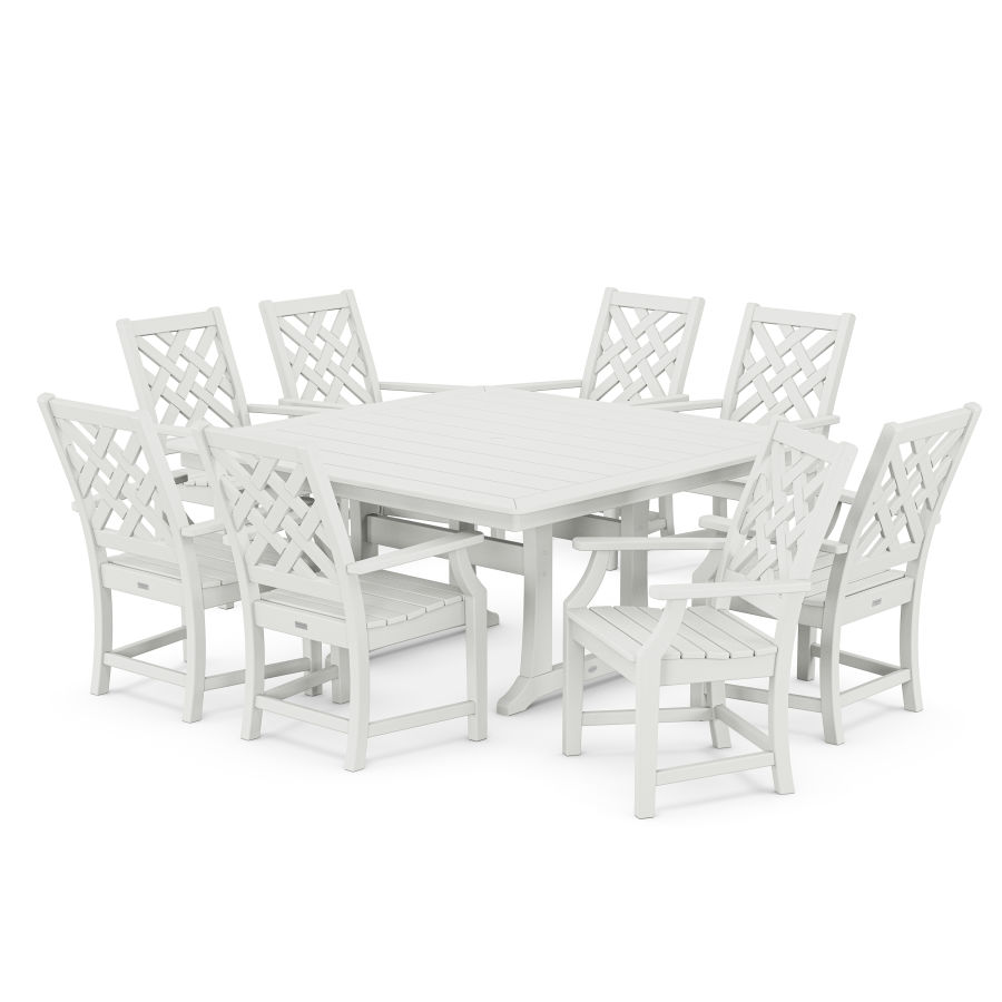 POLYWOOD Wovendale 9-Piece Square Dining Set with Trestle Legs in White