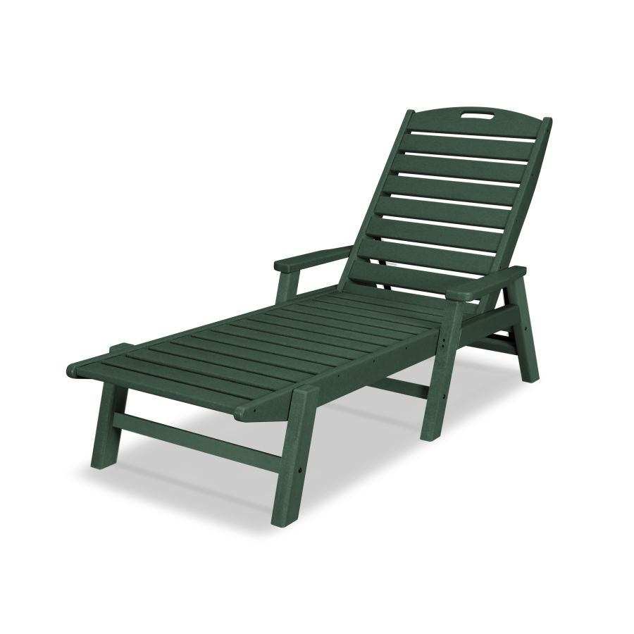 POLYWOOD Nautical Chaise with Arms in Green