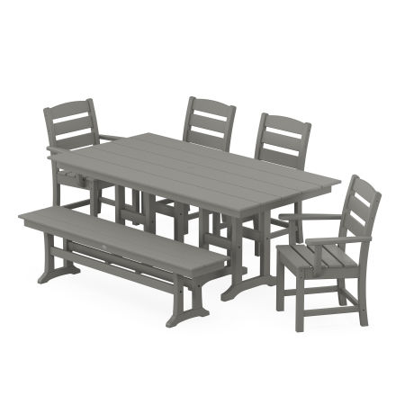 POLYWOOD Lakeside 6-Piece Farmhouse Dining Set with Bench