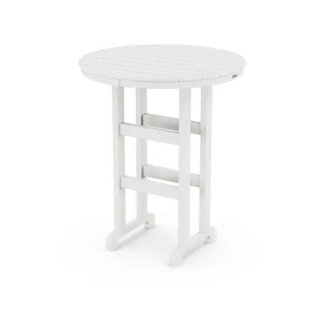 POLYWOOD Classics Round 36" Bar Table in White