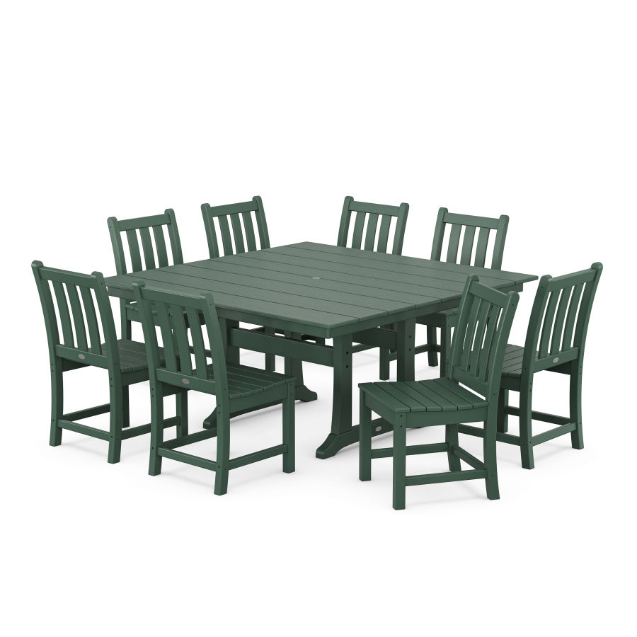 POLYWOOD Traditional Garden 9-Piece Farmhouse Dining Set in Green
