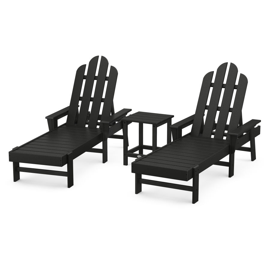 POLYWOOD Long Island Chaise 3-Piece Set in Black