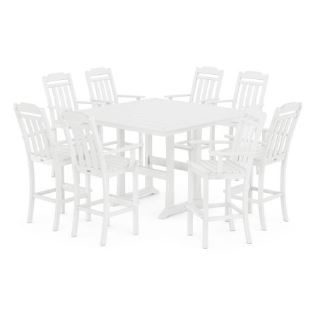 Country Living 9-Piece Bar Set with Trestle Legs in White