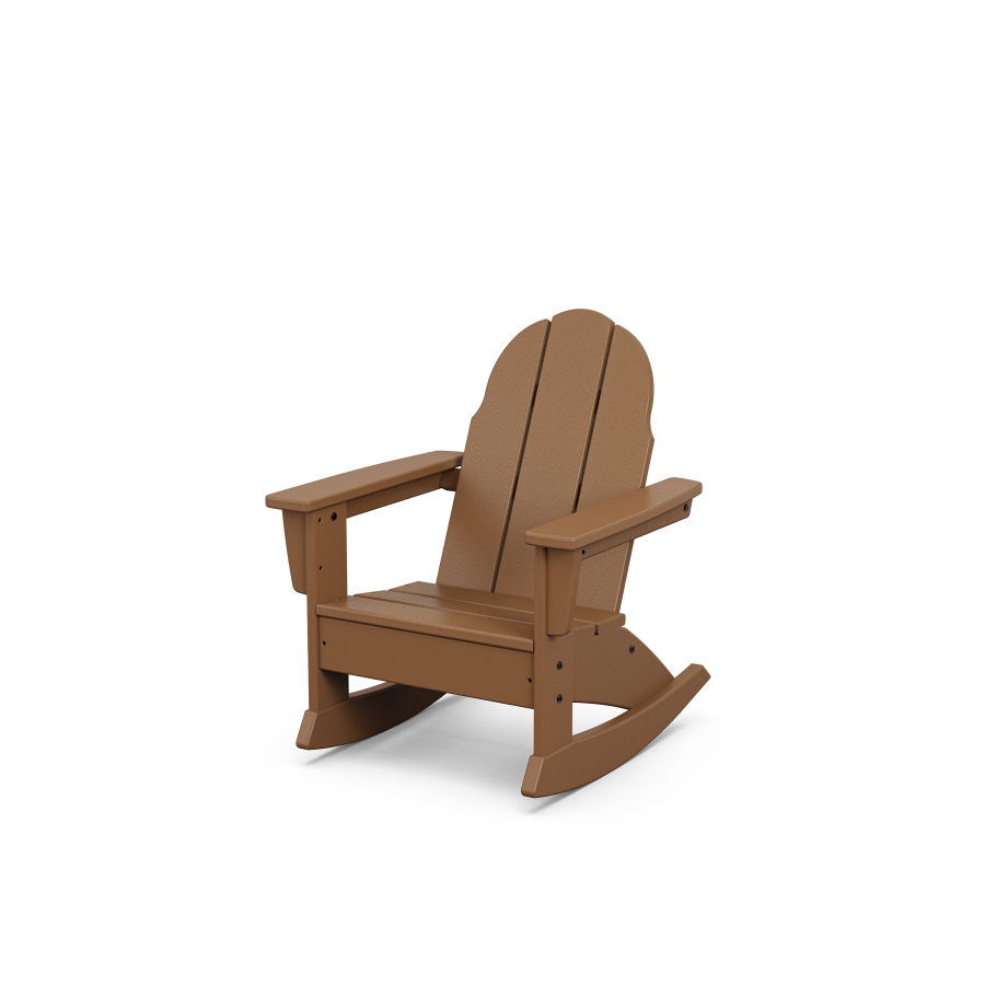 POLYWOOD Kids Vineyard Adirondack Rocking Chair in Teak