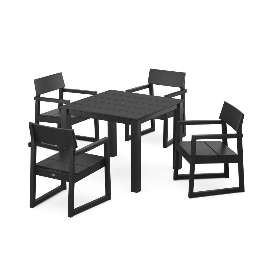 POLYWOOD EDGE 5-Piece Parsons Dining Set in Black