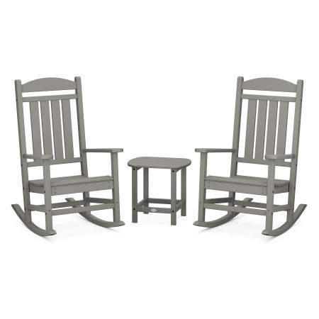 POLYWOOD Presidential Rocking Chair 3-Piece Set in Slate Grey