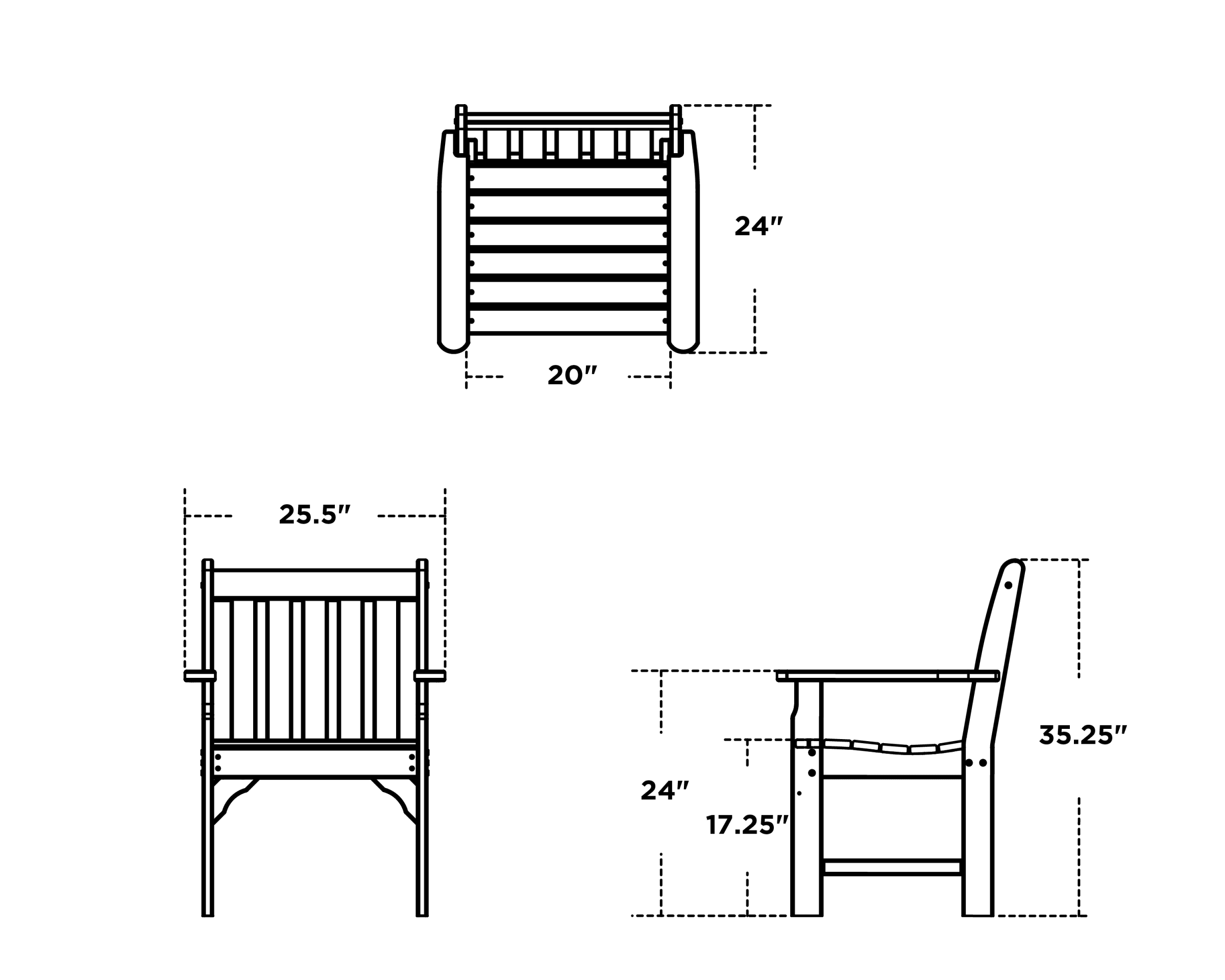 Dimensions for Vineyard Garden Arm Chair
