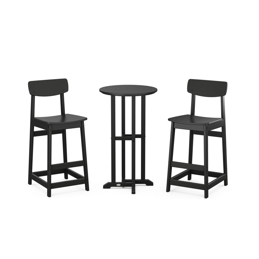 POLYWOOD Modern Studio Urban Bar Chair 3-Piece Bistro Set in Black