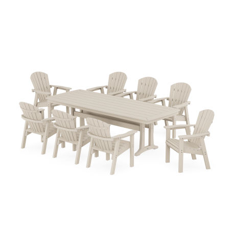 Seashell 9-Piece Dining Set with Trestle Legs in Sand