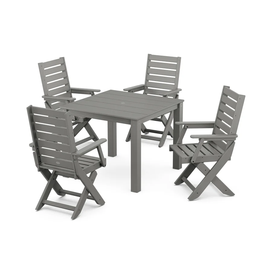 POLYWOOD Captain Folding Chair 5-Piece Parsons Dining Set