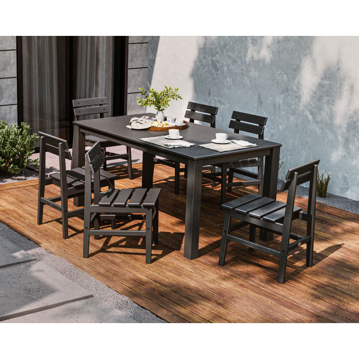 POLYWOOD Modern Studio Plaza Chair 7-Piece Parsons Table Dining Set