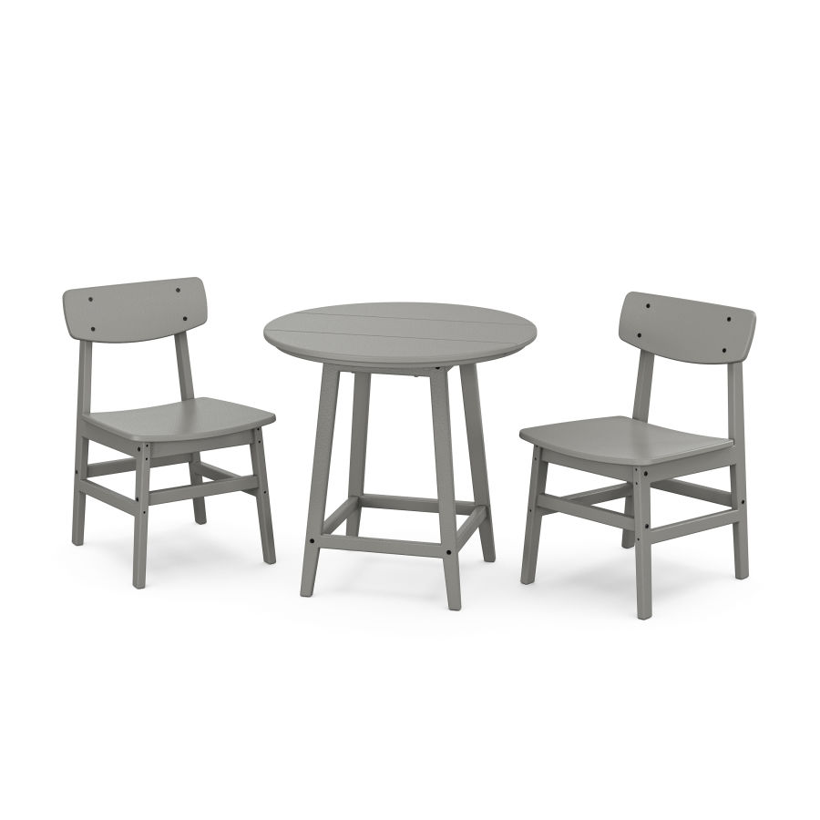 POLYWOOD Modern Studio Urban Chair 3-Piece Round Bistro Dining Set in Slate Grey