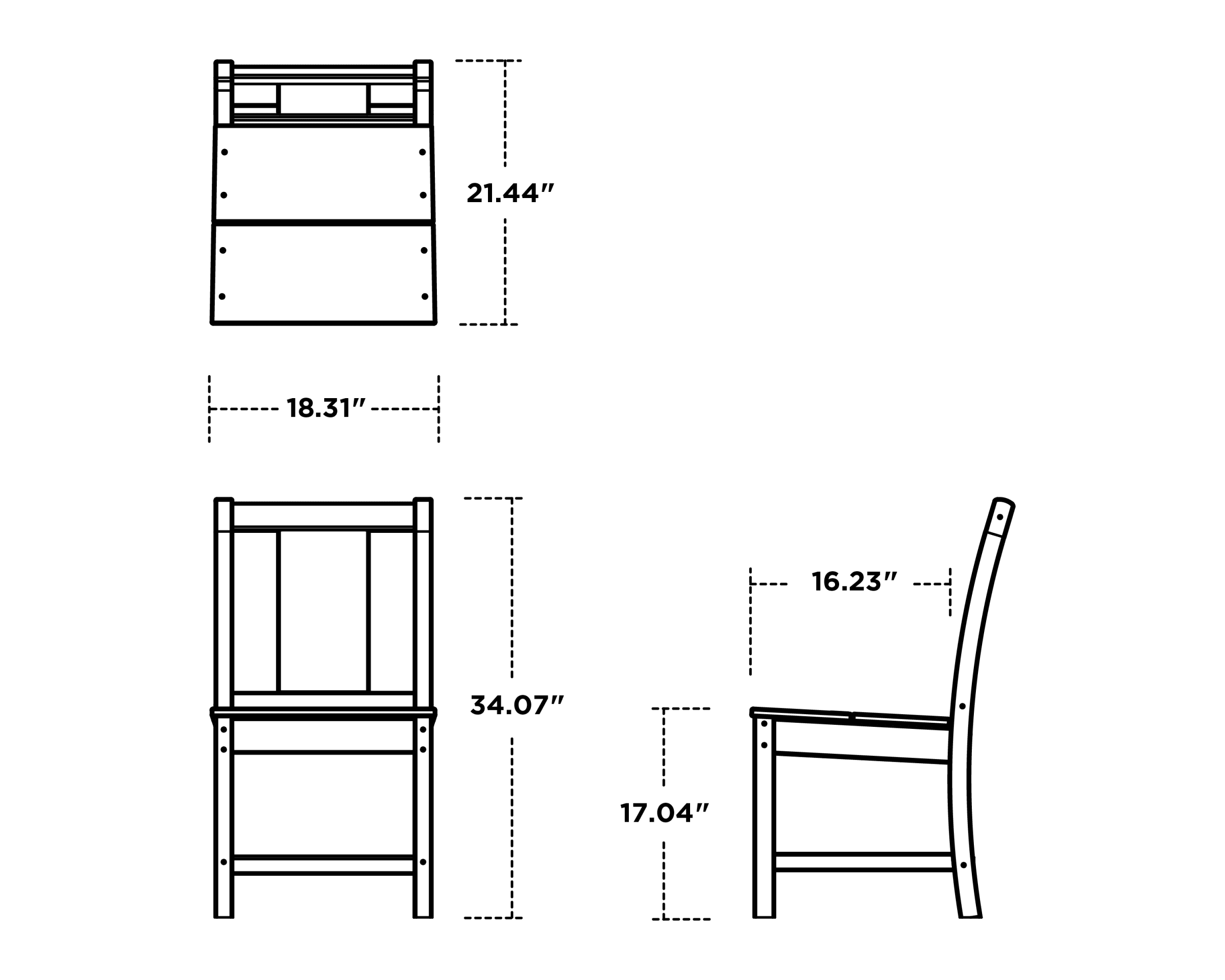 Dimensions for Prairie Dining Side Chair