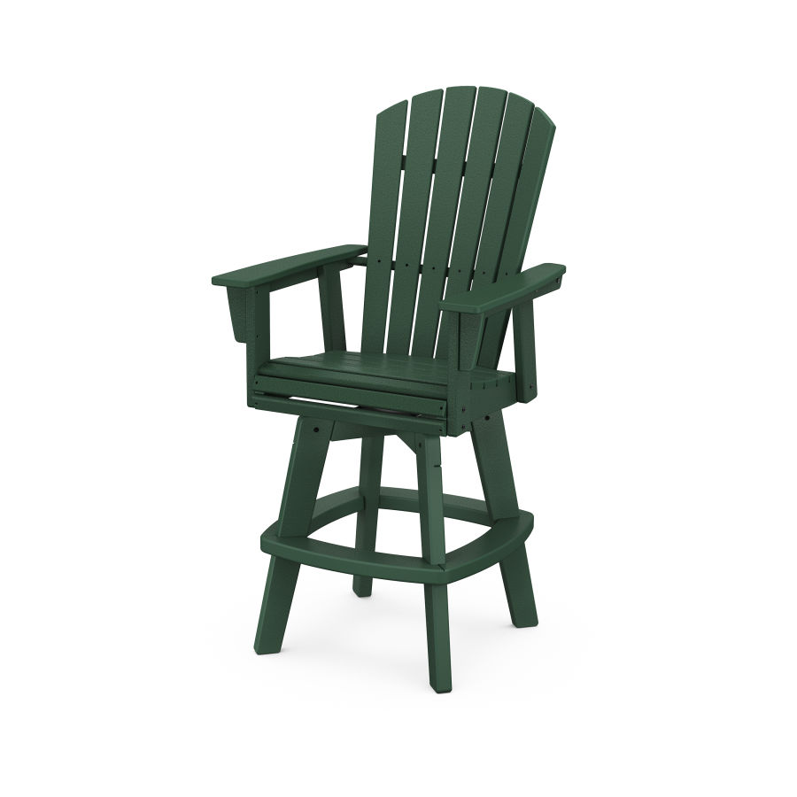 POLYWOOD Nautical Adirondack Swivel Bar Chair in Green